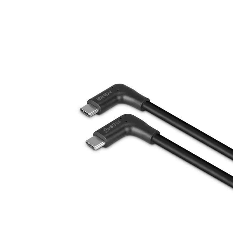 Lindy 1.5m USB 3.2 Right-Angled USB-C to Right-Angled USB-C Cable, 10Gbps