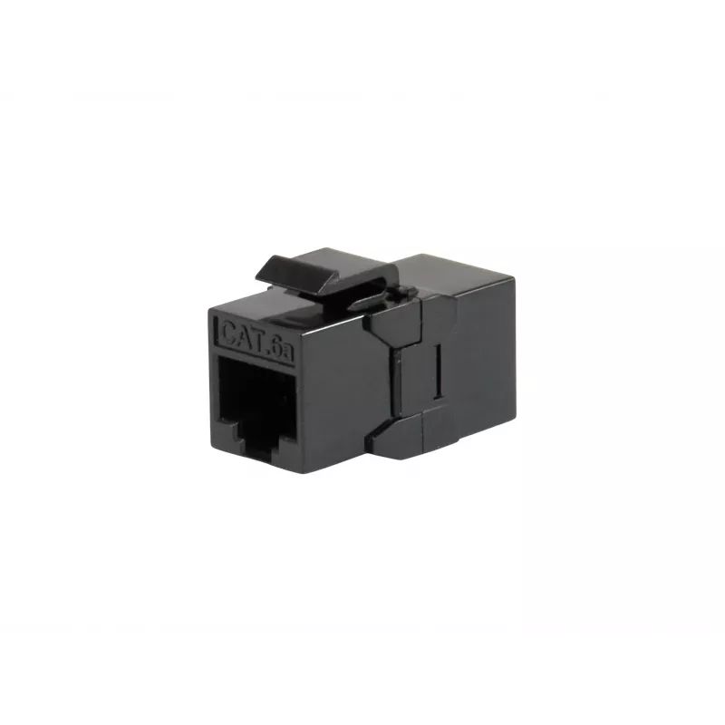 Keystone inline coupler EQUIP Cat.6A unshielded, RJ-45, flat construction, black, 8 pcs