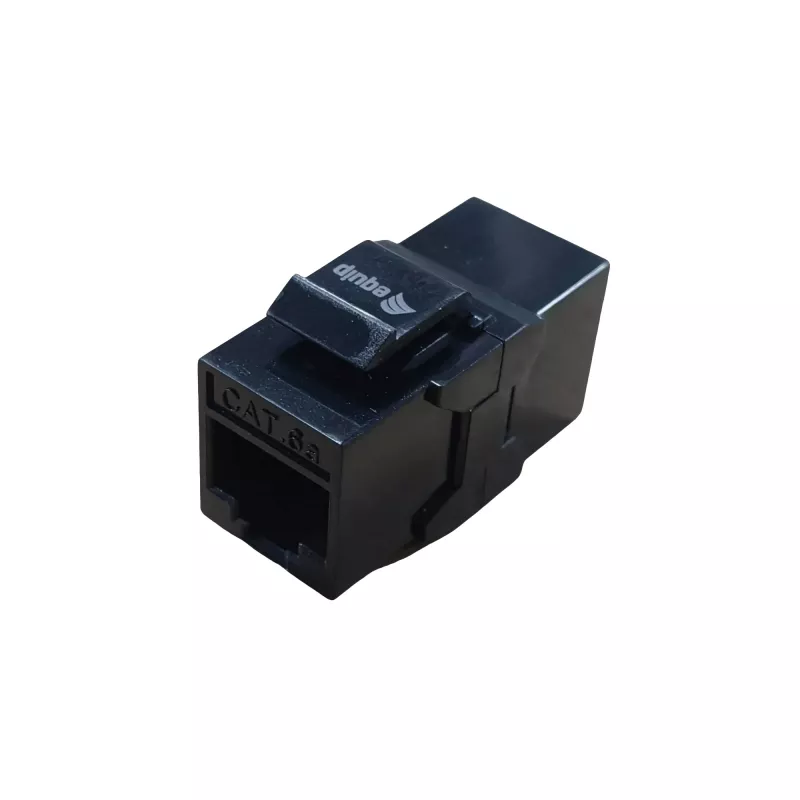 Keystone inline coupler EQUIP Cat.6A unshielded, RJ-45, flat construction, black, 8 pcs