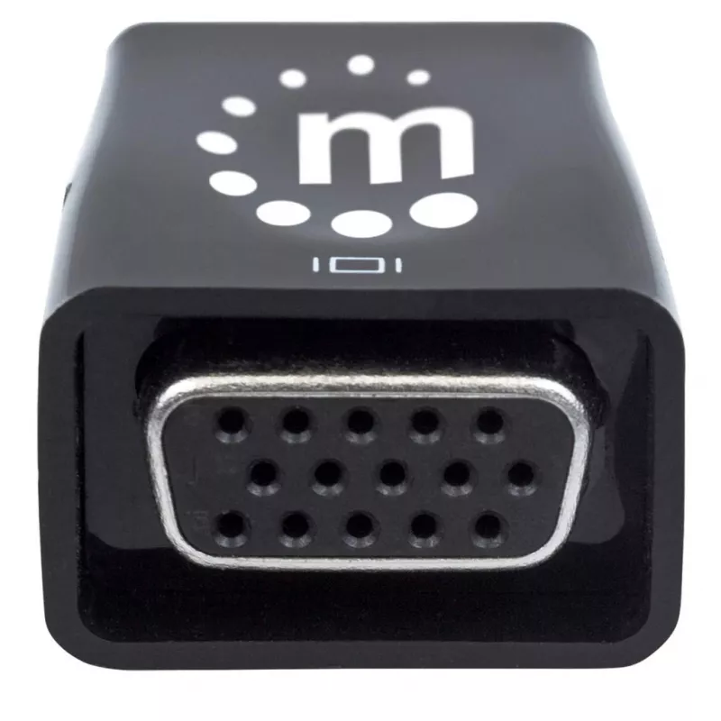 Manhattan HDMI to VGA (with Audio) Converter, 1080p, Male to Female, Micro-USB Power Input Port for additional power if needed, Black, Three Year Warranty