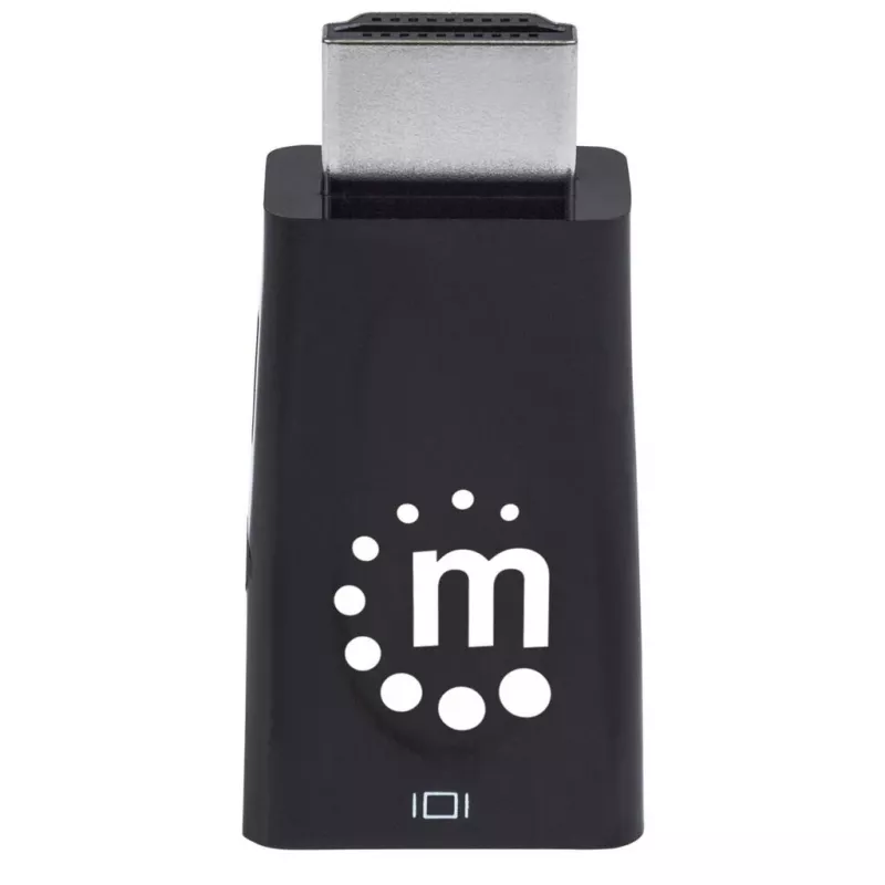 Manhattan HDMI to VGA (with Audio) Converter, 1080p, Male to Female, Micro-USB Power Input Port for additional power if needed, Black, Three Year Warranty