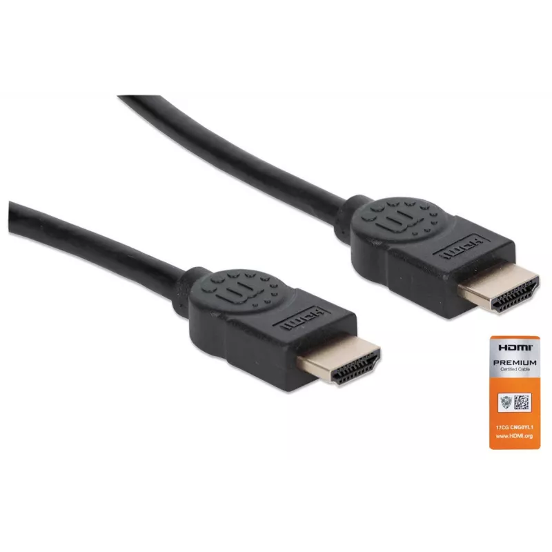 HDMI Cable with Ethernet Manhattan HDMM1MP 1m Male to Male Black