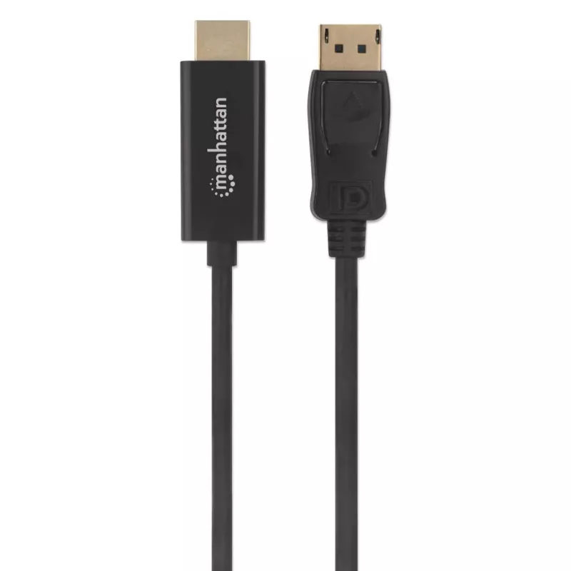 Manhattan DisplayPort 1.2 to HDMI Cable, 4K@60Hz, 1.8m, Male to Male, DP With Latch, Black, Not Bi-Directional, Three Year Warranty, Equivalent to 6F-DP-HDMI-4K60-HDR (except 20cm shorter)