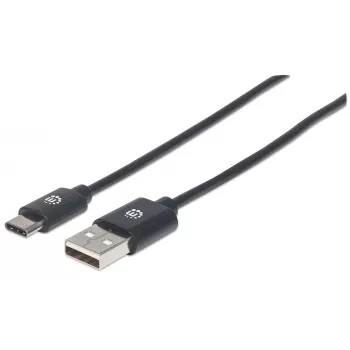 Manhattan USB-C to USB-A Cable, 3m, Male to Male, 480 Mbps (USB 2.0), Hi-Speed USB, Black, Lifetime Warranty