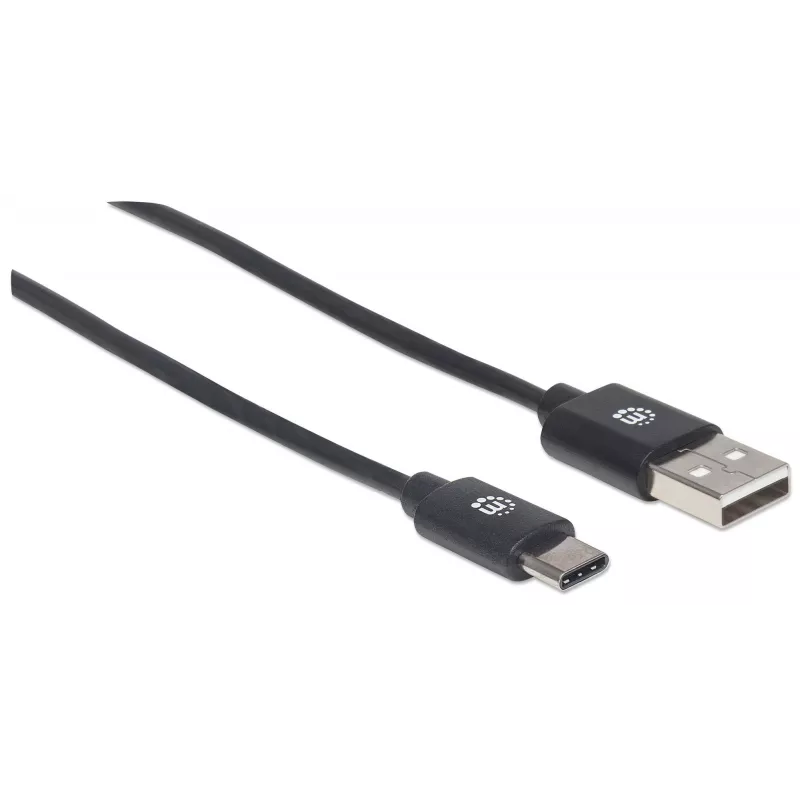 Manhattan USB-C to USB-A Cable, 3m, Male to Male, 480 Mbps (USB 2.0), Hi-Speed USB, Black, Lifetime Warranty