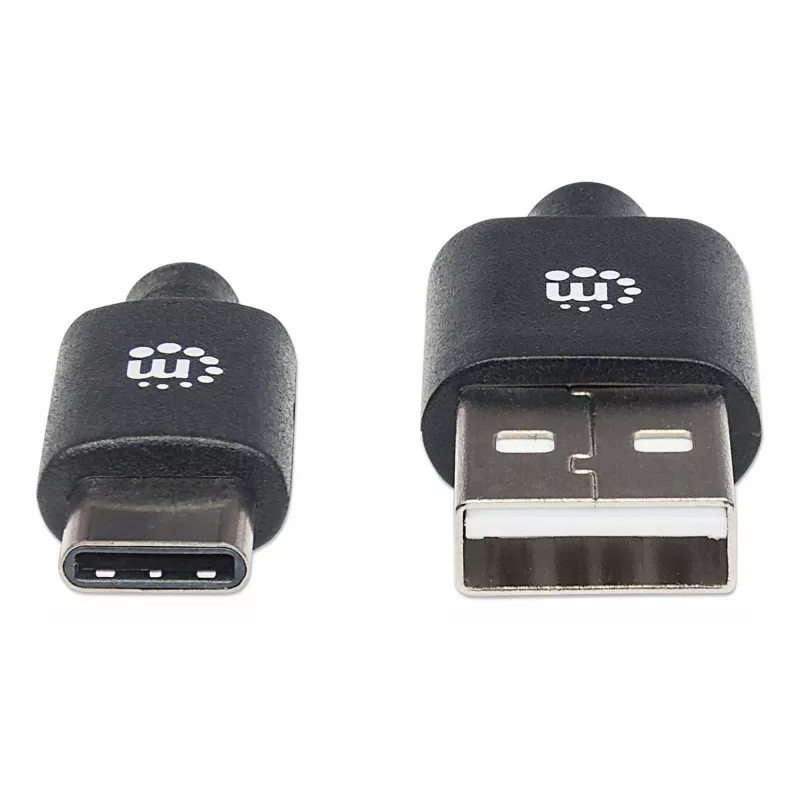 Manhattan USB-C to USB-A Cable, 3m, Male to Male, 480 Mbps (USB 2.0), Hi-Speed USB, Black, Lifetime Warranty