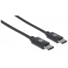 Manhattan USB-C to USB-C Cable, 2m, Male to Male, Black, 480 Mbps (USB 2.0), 3A, Hi-Speed USB, Lifetime Warranty, Equivalent to USB2CC2M