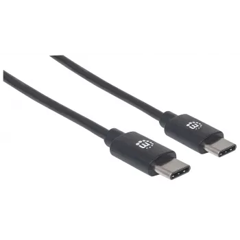Manhattan USB-C to USB-C Cable, 2m, Male to Male, Black, 480 Mbps (USB 2.0), 3A, Hi-Speed USB, Lifetime Warranty, Equivalent to USB2CC2M