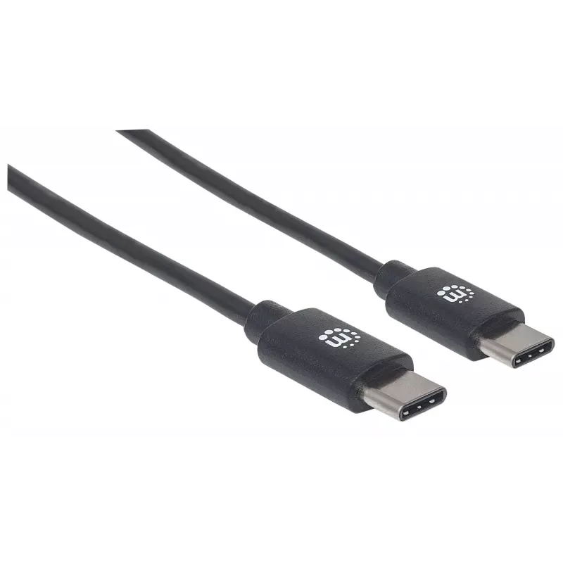 Manhattan USB-C to USB-C Cable, 2m, Male to Male, Black, 480 Mbps (USB 2.0), 3A, Hi-Speed USB, Lifetime Warranty, Equivalent to USB2CC2M