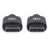 Manhattan USB-C to USB-C Cable, 2m, Male to Male, Black, 480 Mbps (USB 2.0), 3A, Hi-Speed USB, Lifetime Warranty, Equivalent to USB2CC2M