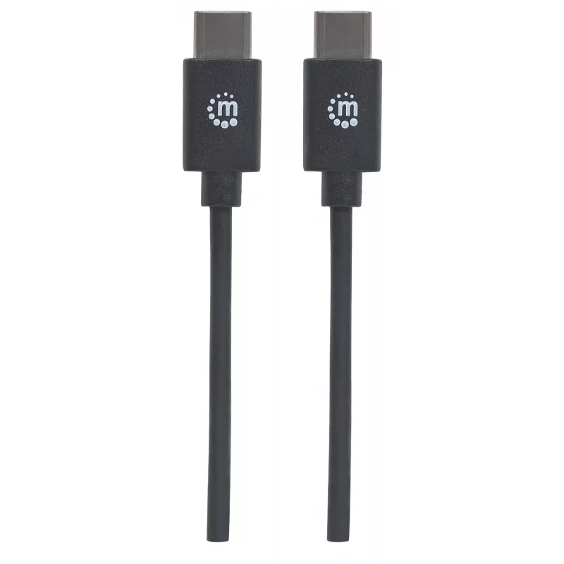 Manhattan USB-C to USB-C Cable, 2m, Male to Male, Black, 480 Mbps (USB 2.0), 3A, Hi-Speed USB, Lifetime Warranty, Equivalent to USB2CC2M