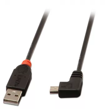USB Cable Lindy USB2.0 A/Mini-B 90 Degree 0.5m