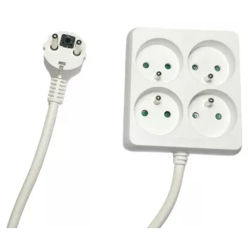 Microconnect MC-PSSQUARE040150FRW power extension 1.5 m 4 AC outlet(s) Indoor White