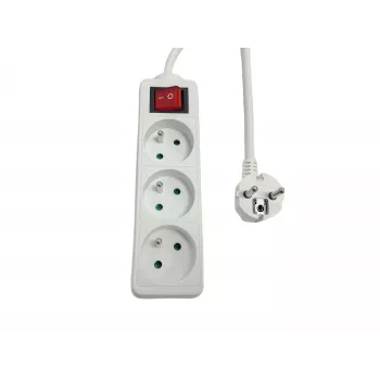 Power strip MicroConnect MC-PSOO030150FRW 3-way with individual On/Off switches