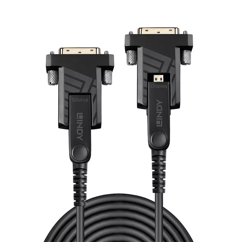 Lindy 70m Fibre Optic Hybrid Micro-HDMI 18G Cable with Detachable HDMI and DVI Connectors