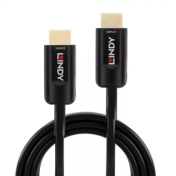 Hybrid fibre-optic HDMI cable Lindy 15 m, Ultra High Speed 48 Gbit/s, HDMI 2.1, gold-plated connectors, black
