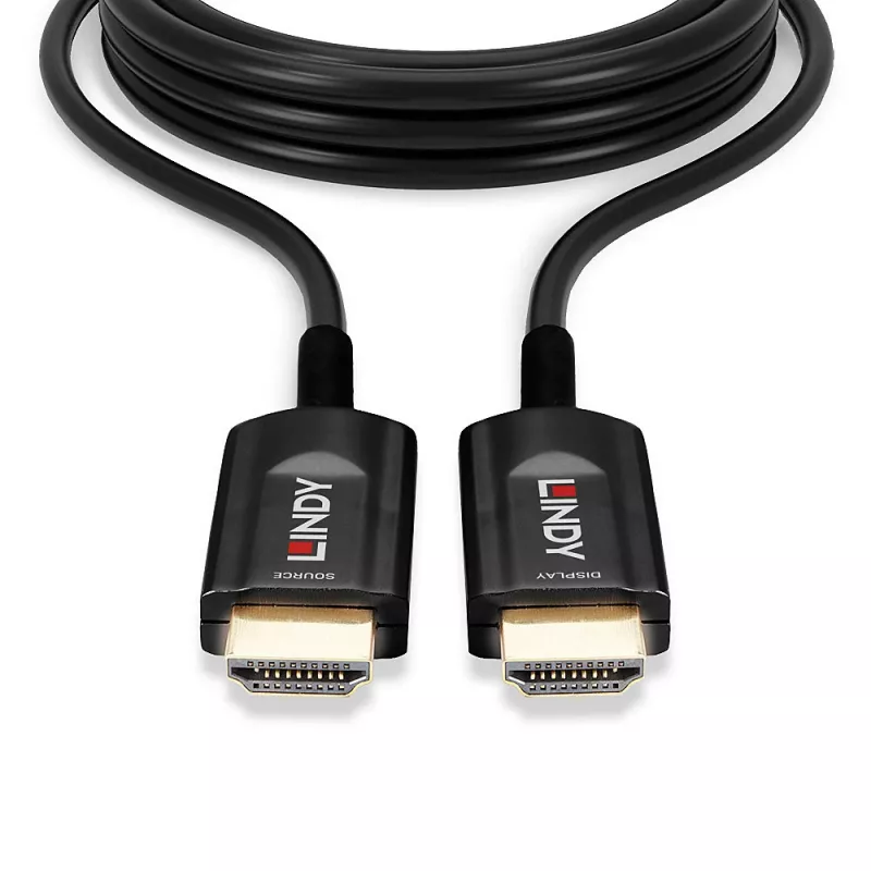 Hybrid fibre-optic HDMI cable Lindy 15 m, Ultra High Speed 48 Gbit/s, HDMI 2.1, gold-plated connectors, black