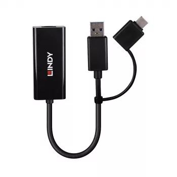 Lindy USB 3.2 Gen 1 Gigabit Ethernet Converter Wired USB Ethernet 5000 Mbit/s Black