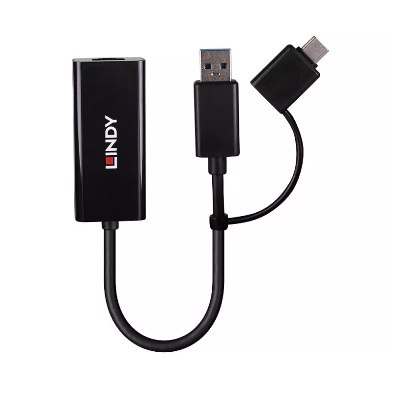 Lindy USB 3.2 Gen 1 Gigabit Ethernet Converter Wired USB Ethernet 5000 Mbit/s Black