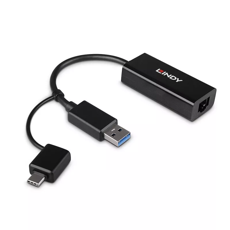 Lindy USB 3.2 Gen 1 Gigabit Ethernet Converter Wired USB Ethernet 5000 Mbit/s Black