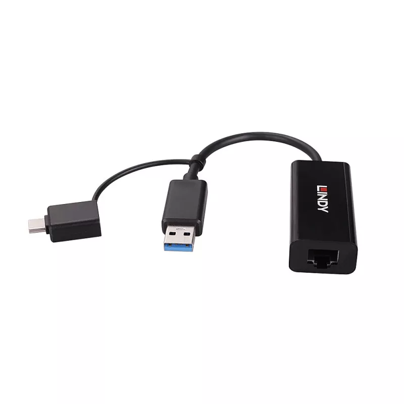 Lindy USB 3.2 Gen 1 Gigabit Ethernet Converter Wired USB Ethernet 5000 Mbit/s Black