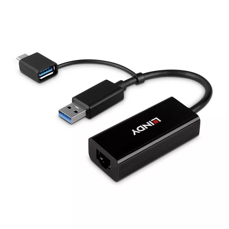 Lindy USB 3.2 Gen 1 Gigabit Ethernet Converter Wired USB Ethernet 5000 Mbit/s Black