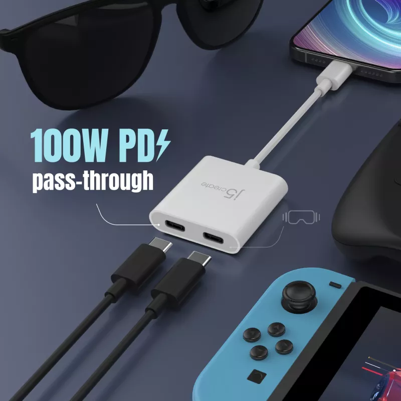 USB-C to Dual USB-C Adapter j5create JCA164-N 3840x2160 240Hz