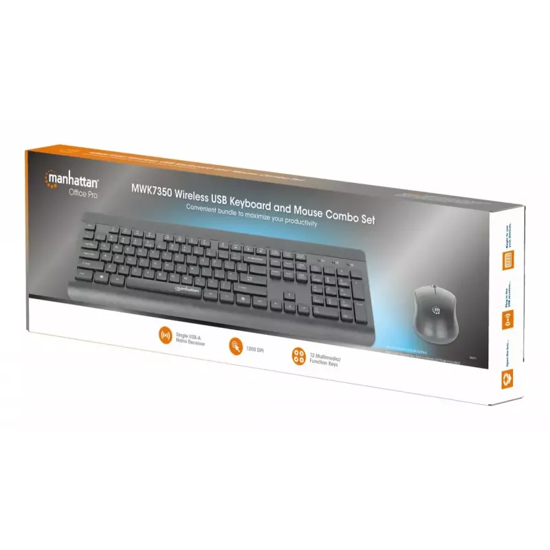 Keyboard Manhattan 180771 Wireless QWERTY Black Mouse Included