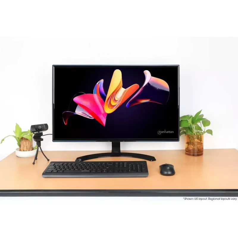 Keyboard Manhattan 180771 Wireless QWERTY Black Mouse Included