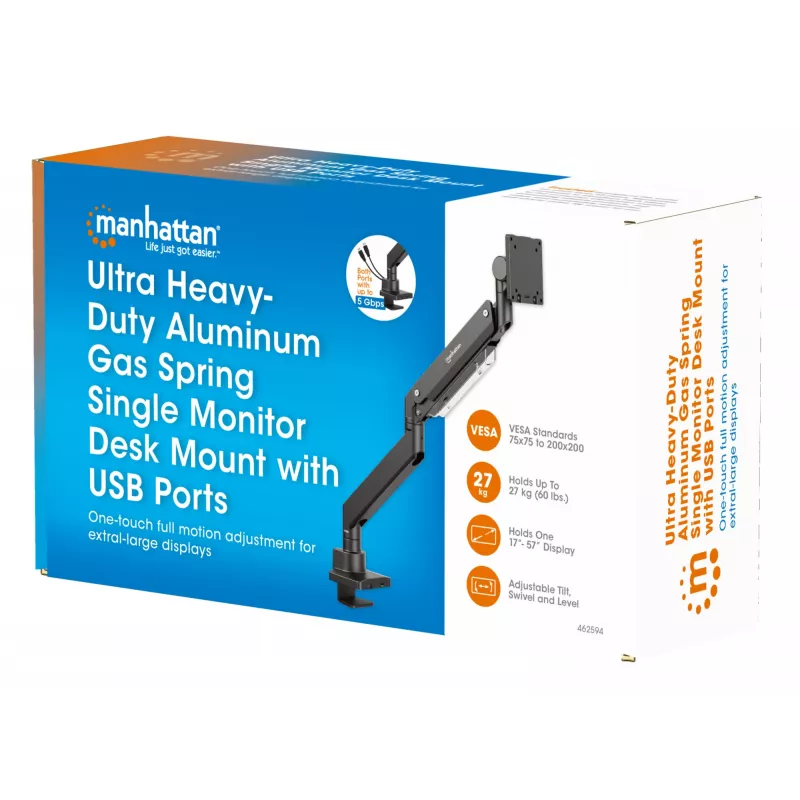 Manhattan TV & Monitor Mount Desk Full Motion Gas Spring 13-42 Black