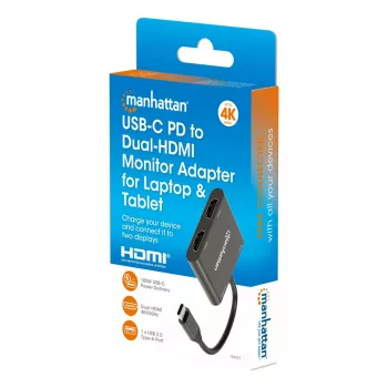 Multiport Adapter Manhattan 154321 USB Type-C to 2 HDMI USB-A Power Delivery 100W