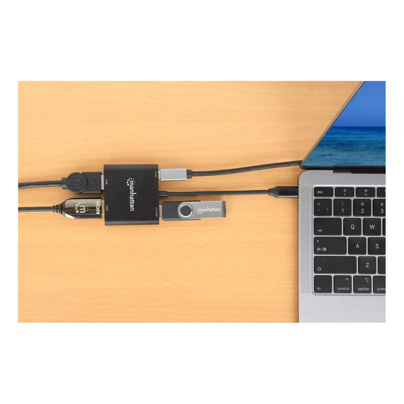 Multiport Adapter Manhattan 154321 USB Type-C to 2 HDMI USB-A Power Delivery 100W