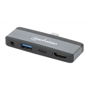 USB-C Travel Dock Manhattan 190404 4 Ports HDMI USB-A USB-C 3.5mm