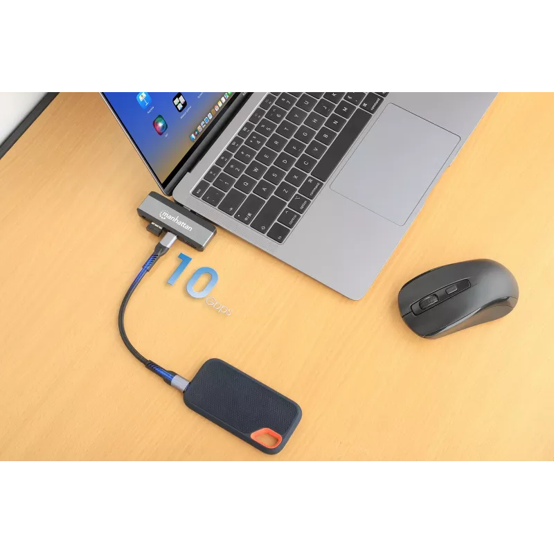 USB-C Travel Dock Manhattan 190404 4 Ports HDMI USB-A USB-C 3.5mm