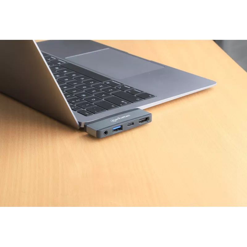 USB-C Travel Dock Manhattan 190404 4 Ports HDMI USB-A USB-C 3.5mm