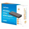 HDMI Switch 3x1 MANHATTAN 18G Automatic Manual IR Remote Control Black