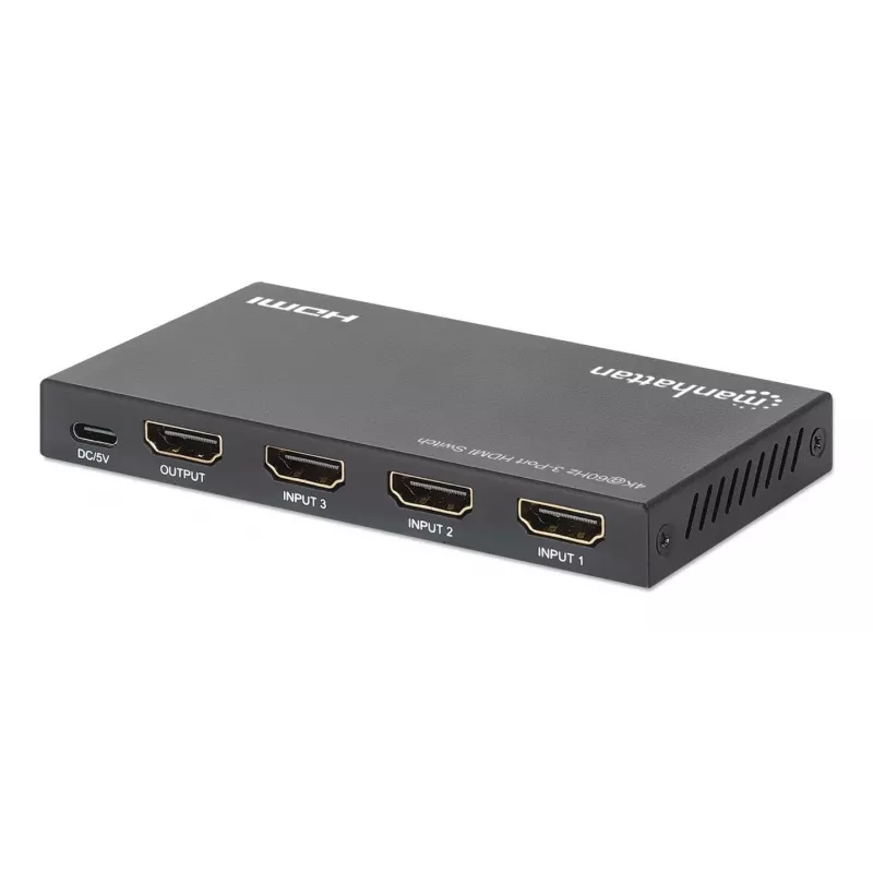 HDMI Switch 3x1 MANHATTAN 18G Automatic Manual IR Remote Control Black
