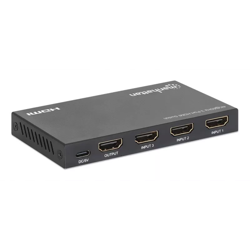HDMI Switch 3x1 MANHATTAN 18G Automatic Manual IR Remote Control Black