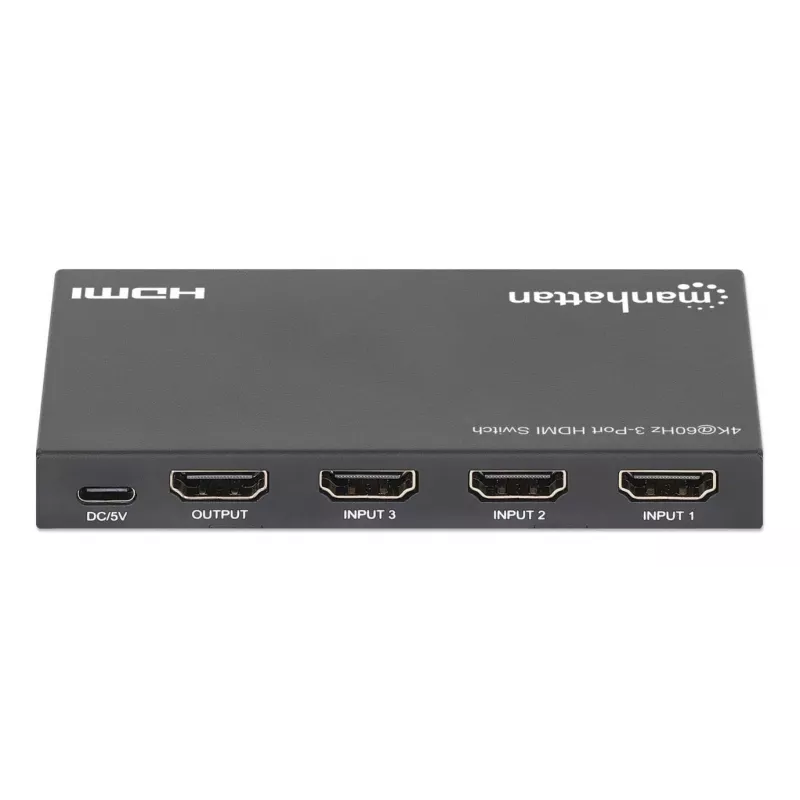 HDMI Switch 3x1 MANHATTAN 18G Automatic Manual IR Remote Control Black