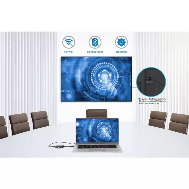 AV transmitter Manhattan 208444 Black 1920x1080 30m Wireless USB-C