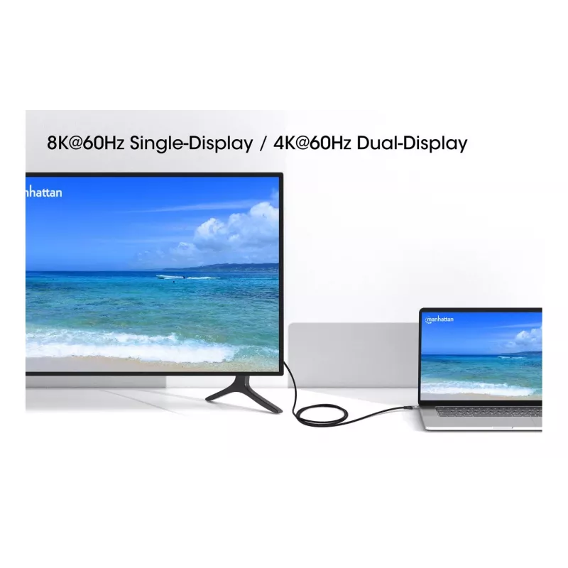 USB-C Male to USB-C Male Cable Manhattan 2m USB4 Gen 3x2 8K 60Hz