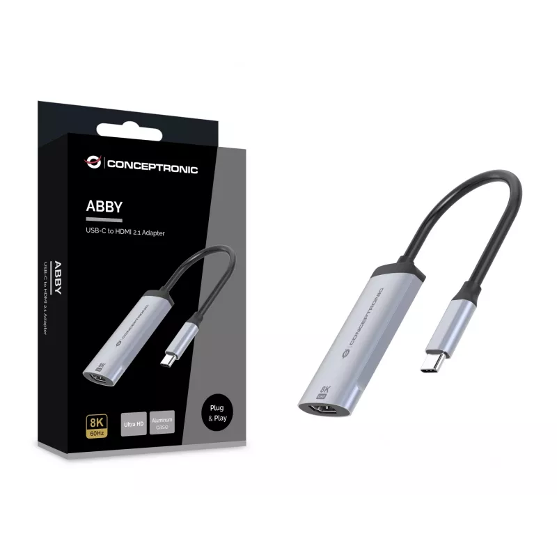 Conceptronic ABBY23G USB-C to HDMI 2.1 Adapter, 8K60Hz