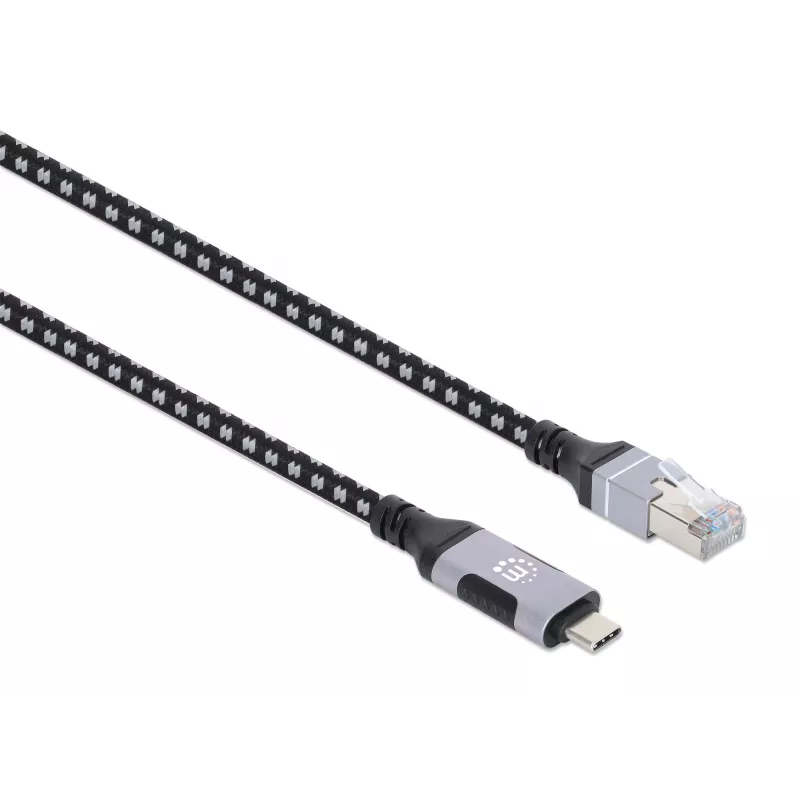 Manhattan USB-C to Gigabit Network Ethernet RJ45 Cable 2m Black/Silver