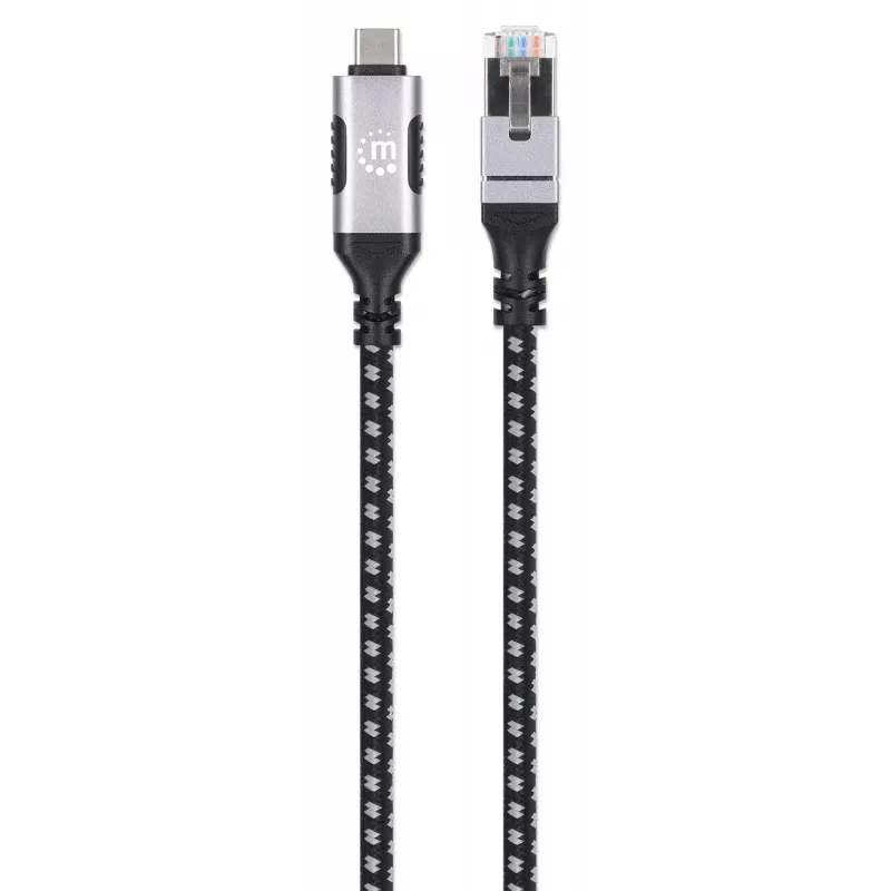 Manhattan USB-C to Gigabit Network Ethernet RJ45 Cable 2m Black/Silver
