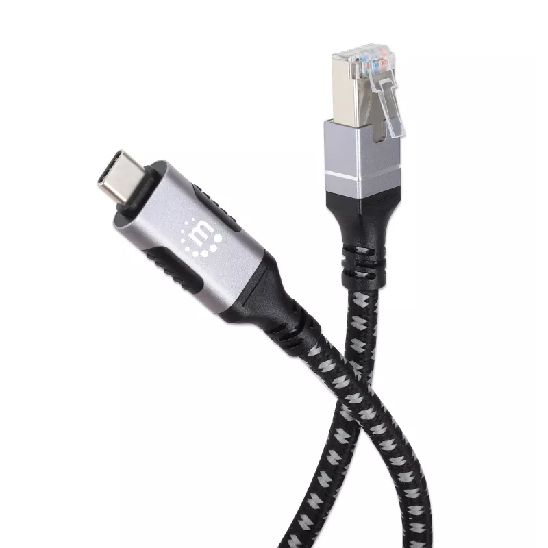 Manhattan USB-C to Gigabit Network Ethernet RJ45 Cable 2m Black/Silver