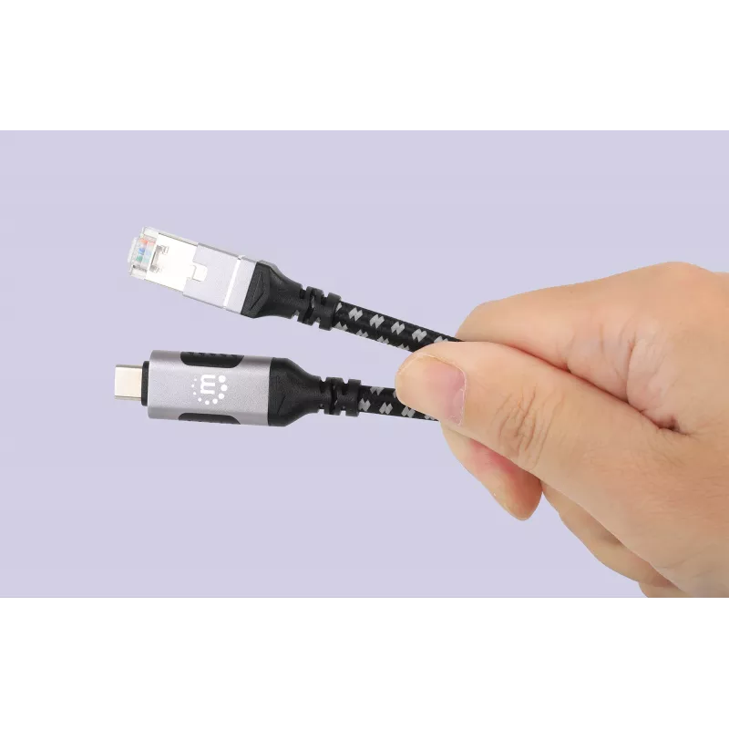 Manhattan USB-C to Gigabit Network Ethernet RJ45 Cable 2m Black/Silver