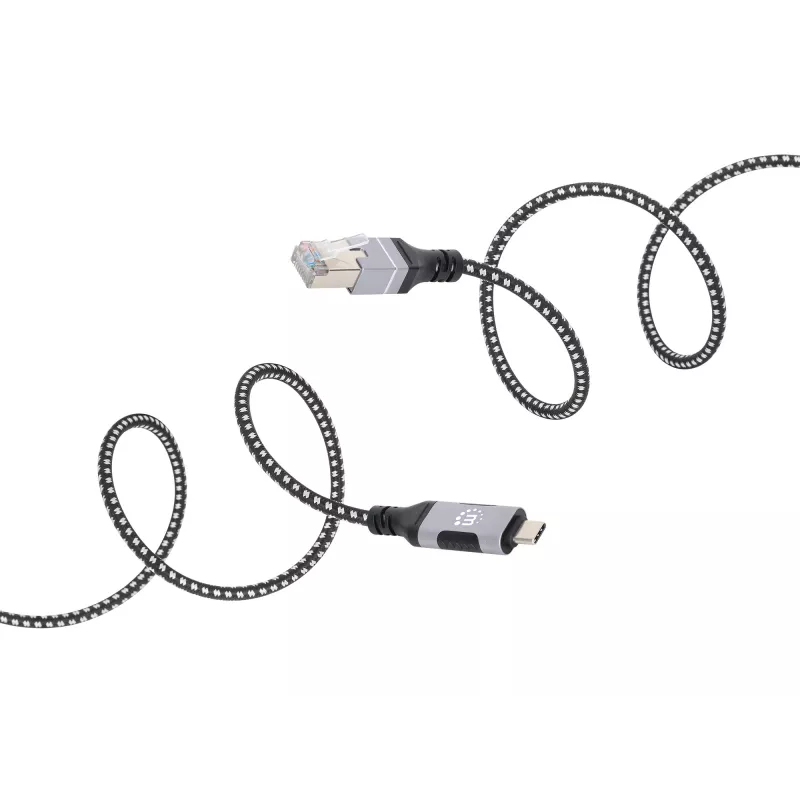 Manhattan USB-C to Gigabit Network Ethernet RJ45 Cable 2m Black/Silver