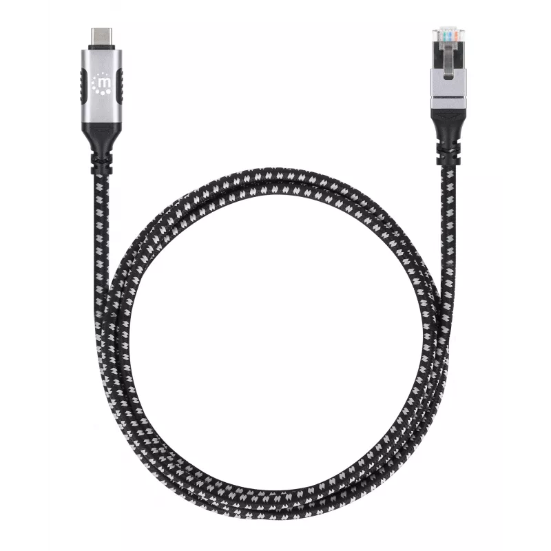 Manhattan USB-C to Gigabit Network Ethernet RJ45 Cable 2m Black/Silver