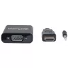 Manhattan HDMI to VGA (with Audio) Converter cable, 1080p, 30cm, Male to Female, Micro-USB Power Input Port for additional power if needed, Black, Three Year Warranty