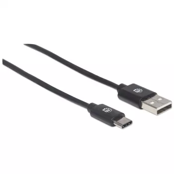 Manhattan USB-C to USB-A Cable, 1m, Male to Male, Black, 480 Mbps (USB 2.0), Hi-Speed USB, Lifetime Warranty, Equivalent to USB2AC1M